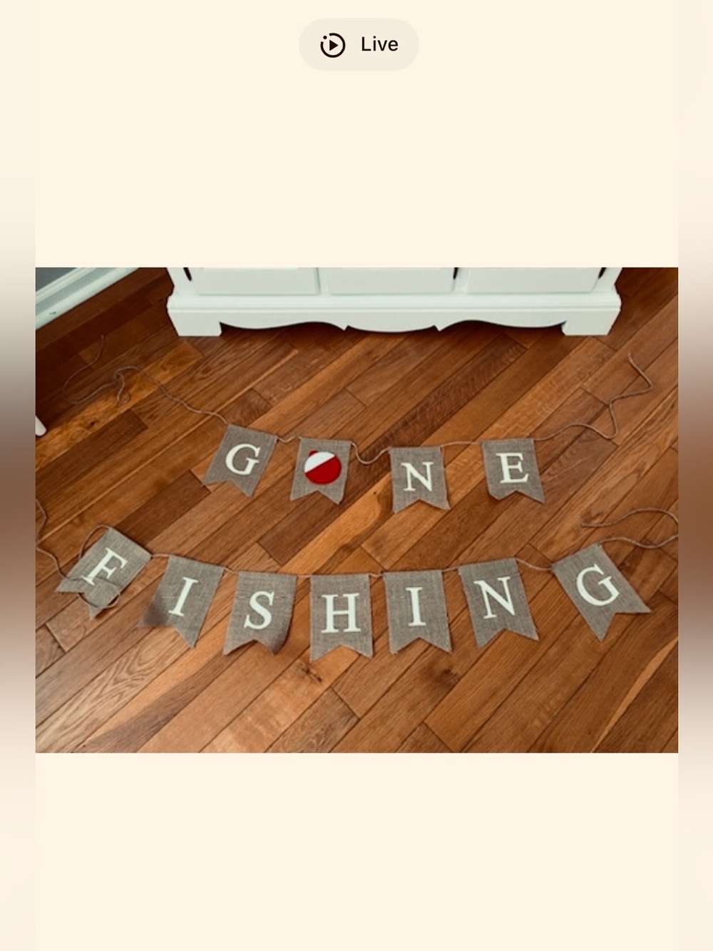 Burlap "Gone Fishing" Party Banner - Natural - Picture 4 of 4